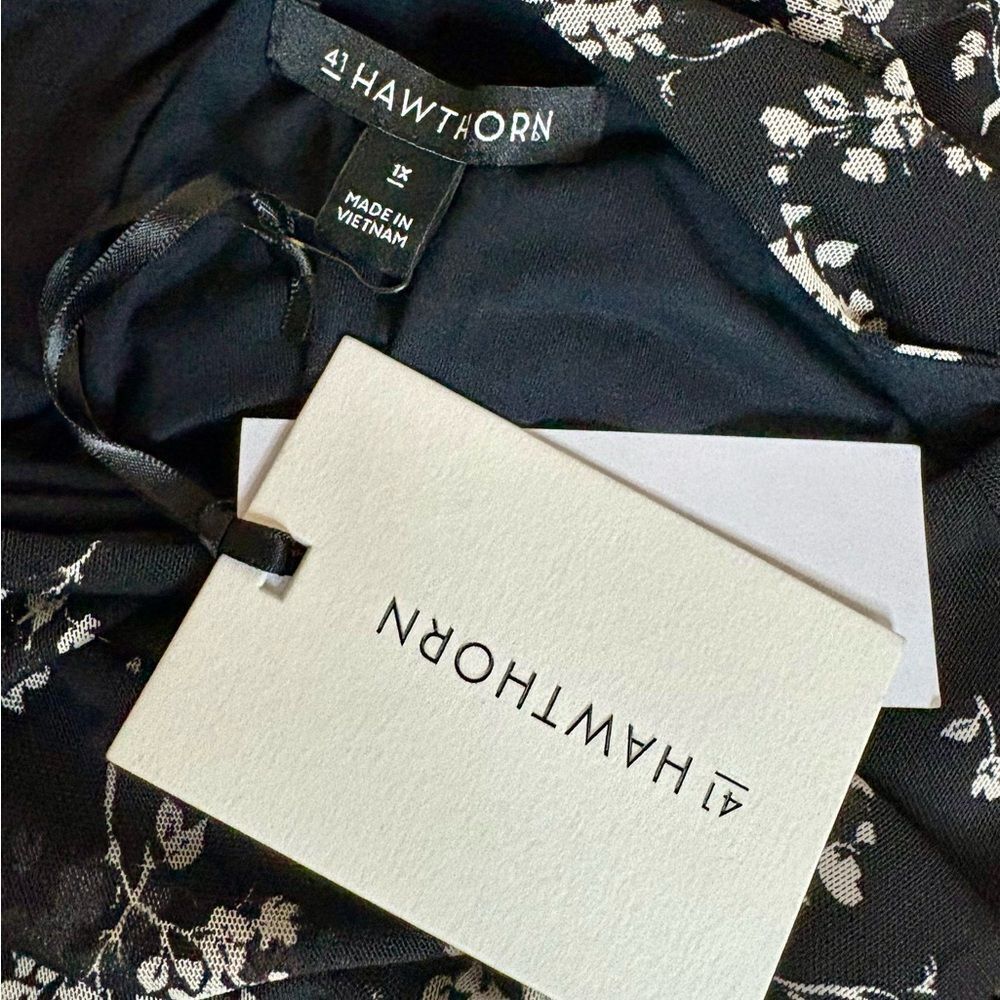 NWT 41 Hawthorn Black and White Halter Maxi Dress 1x - Picture 4 of 5